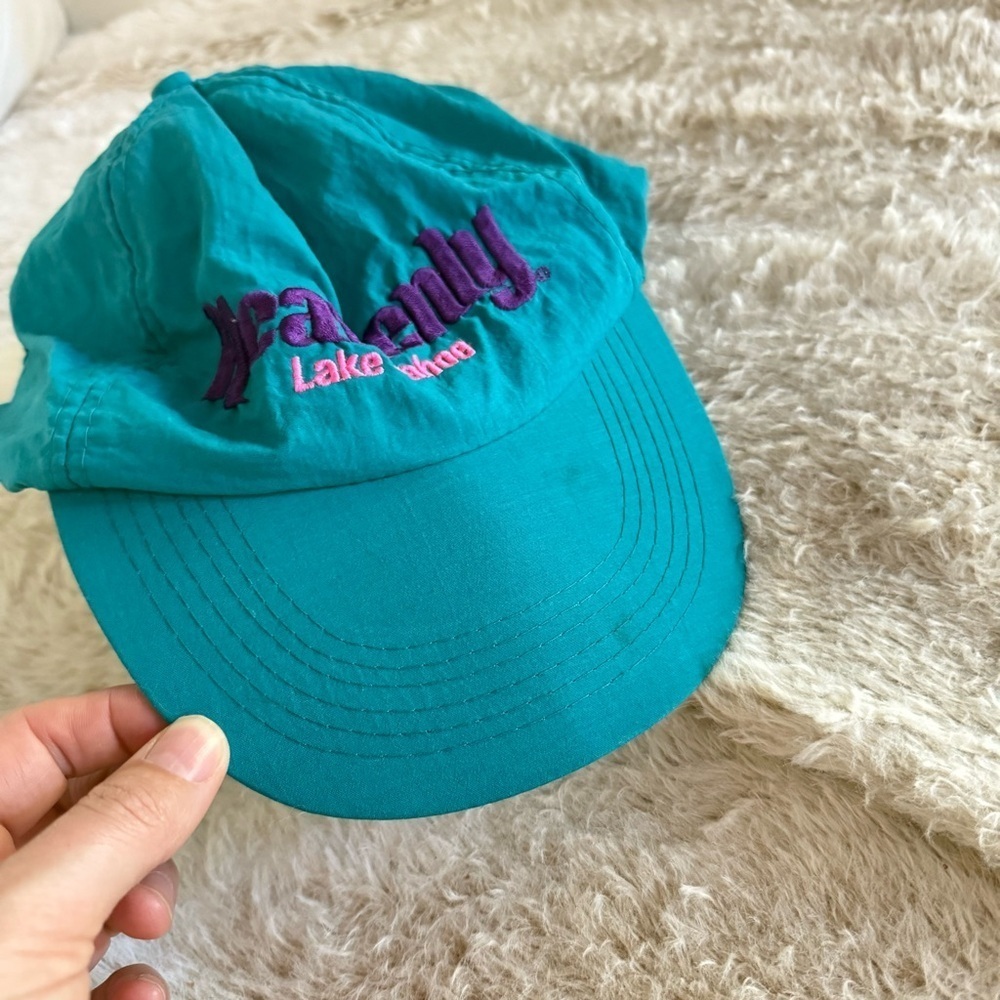 Vintage Lake Tahoe Heavenly Ski Resort Dad Cap Teal Pink - Picture 2 of 7
